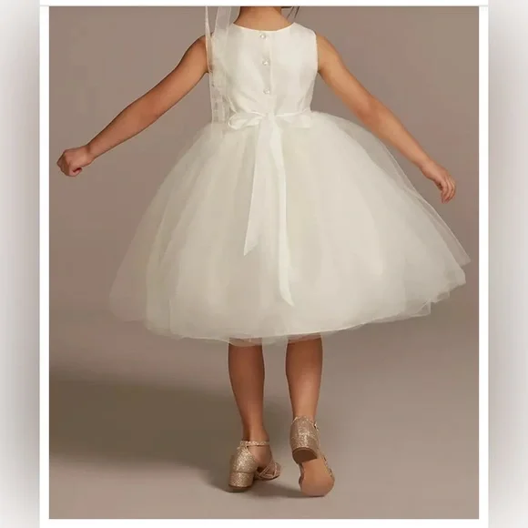 David’s Bridal Flower Girl or Communion Dress with tulle and ribbon waist - Picture 3 of 3